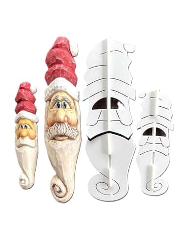 Folk Santa Face with Swirly Beard Wood Carving Stencil | 3D Printed Template for Caricature Carvings | Tutorial Available