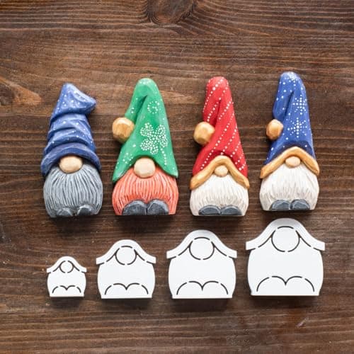 3D Printed Gnome Wood Carving Stencil Set, Template for Caricature and Wood Spirit Designs, 4 Sizes (1", 1.5", 1.75", 2"), PLA Material